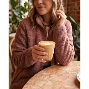 Stillwater Supply Co. Women's Sherpa Fleece Full-Zip Jacket Mauve Size XL